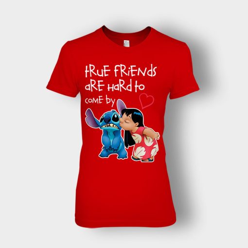 True-Friends-Are-Hard-To-Come-By-Disney-Lilo-And-Stitch-Ladies-T-Shirt-Red