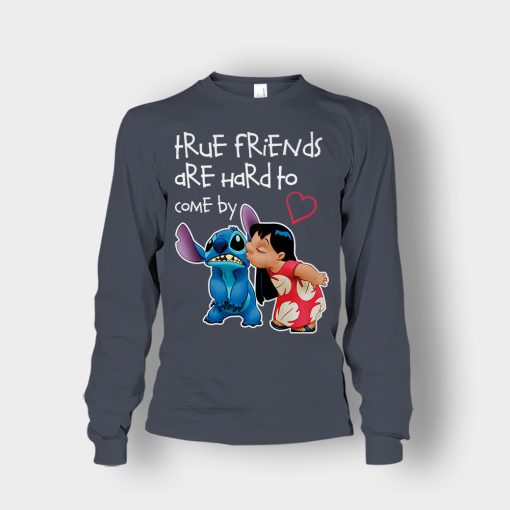 True-Friends-Are-Hard-To-Come-By-Disney-Lilo-And-Stitch-Unisex-Long-Sleeve-Dark-Heather