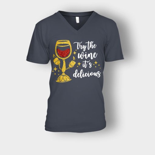 Try-the-Wine-Its-Delicious-Beauty-and-the-Beast-Disney-Inspired-Unisex-V-Neck-T-Shirt-Dark-Heather