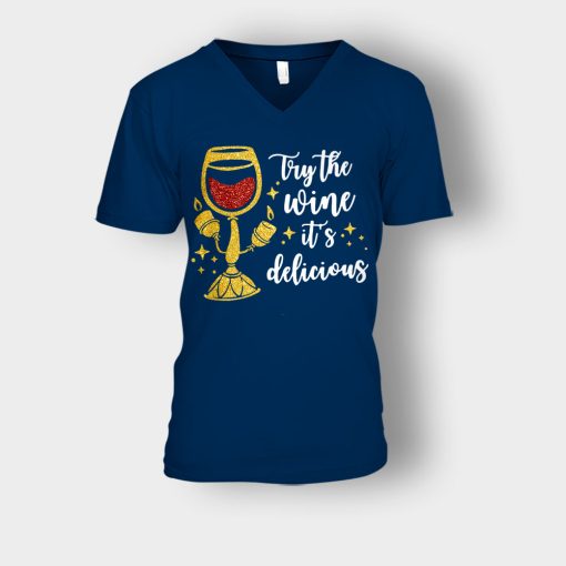 Try-the-Wine-Its-Delicious-Beauty-and-the-Beast-Disney-Inspired-Unisex-V-Neck-T-Shirt-Navy