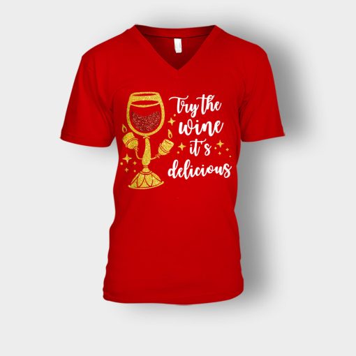 Try-the-Wine-Its-Delicious-Beauty-and-the-Beast-Disney-Inspired-Unisex-V-Neck-T-Shirt-Red