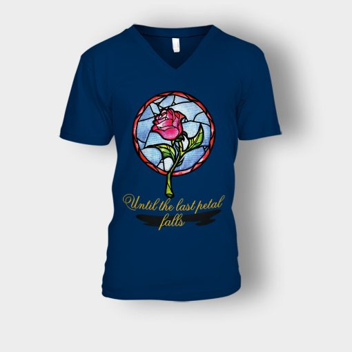 Until-The-Last-Petal-Fall-Disney-Beauty-And-The-Beast-Unisex-V-Neck-T-Shirt-Navy