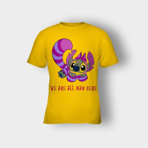 Were-All-Mad-Here-Disney-Lilo-And-Stitch-Kids-T-Shirt-Gold