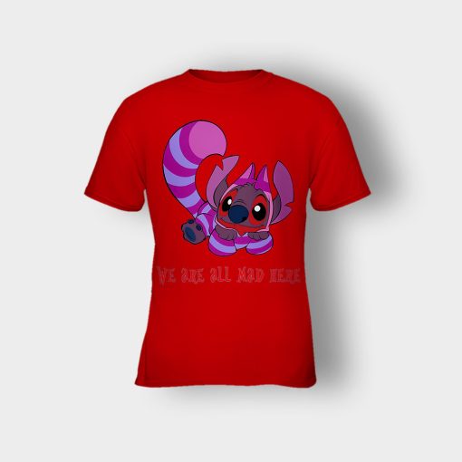 Were-All-Mad-Here-Disney-Lilo-And-Stitch-Kids-T-Shirt-Red