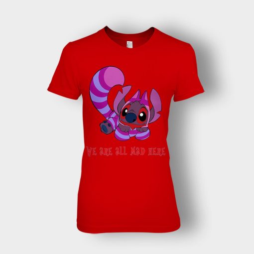 Were-All-Mad-Here-Disney-Lilo-And-Stitch-Ladies-T-Shirt-Red