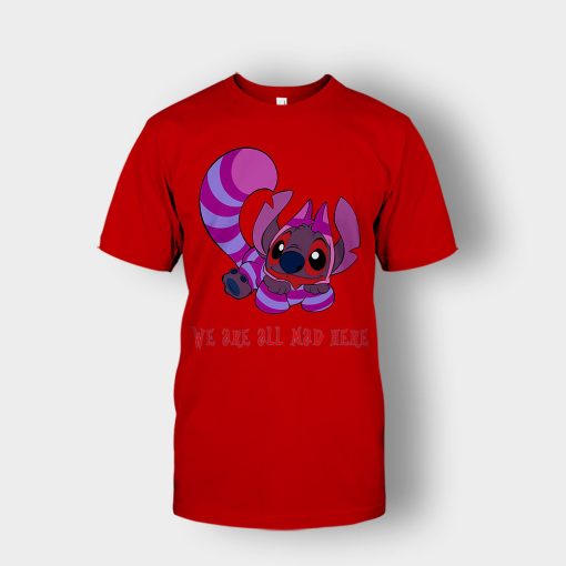Were-All-Mad-Here-Disney-Lilo-And-Stitch-Unisex-T-Shirt-Red