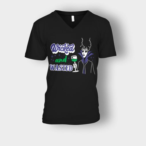 Wicked-And-Wasted-Disney-Maleficient-Inspired-Unisex-V-Neck-T-Shirt-Black
