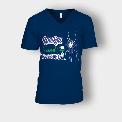 Wicked-And-Wasted-Disney-Maleficient-Inspired-Unisex-V-Neck-T-Shirt-Navy