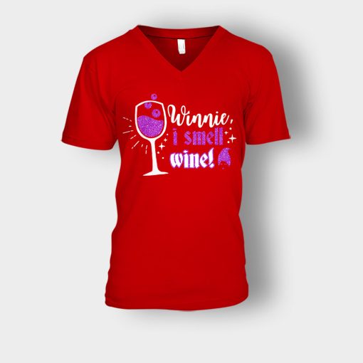 Winnie-I-Smell-Wine-Disney-Hocus-Pocus-Mary-Sanderson-Unisex-V-Neck-T-Shirt-Red