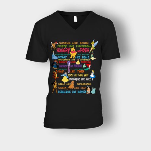 Alice-in-Wonderland-Disney-Quotes-Unisex-V-Neck-T-Shirt-Black