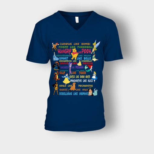 Alice-in-Wonderland-Disney-Quotes-Unisex-V-Neck-T-Shirt-Navy