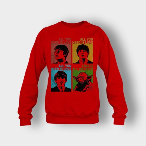 All-you-need-is-love-the-Beatles-and-Star-Wars-Yoda-Crewneck-Sweatshirt-Red