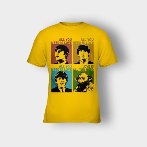 All-you-need-is-love-the-Beatles-and-Star-Wars-Yoda-Kids-T-Shirt-Gold