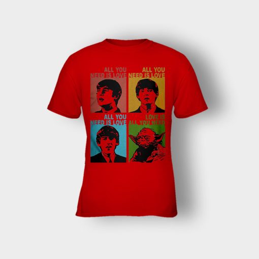 All-you-need-is-love-the-Beatles-and-Star-Wars-Yoda-Kids-T-Shirt-Red