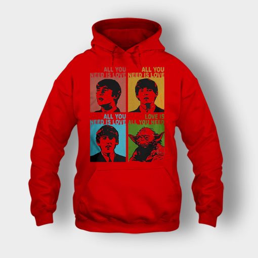 All-you-need-is-love-the-Beatles-and-Star-Wars-Yoda-Unisex-Hoodie-Red