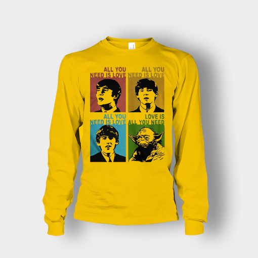 All-you-need-is-love-the-Beatles-and-Star-Wars-Yoda-Unisex-Long-Sleeve-Gold