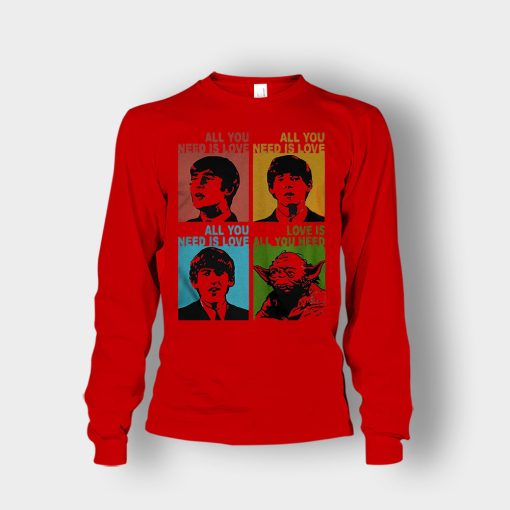 All-you-need-is-love-the-Beatles-and-Star-Wars-Yoda-Unisex-Long-Sleeve-Red