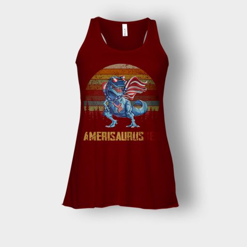 Amerisaurus-Rex-4th-Of-July-Independence-Day-Patriot-Bella-Womens-Flowy-Tank-Maroon
