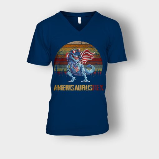 Amerisaurus-Rex-4th-Of-July-Independence-Day-Patriot-Unisex-V-Neck-T-Shirt-Navy