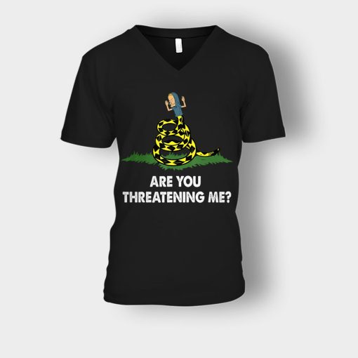 Are-you-threatening-me-Beavis-and-Butt-Head-Unisex-V-Neck-T-Shirt-Black