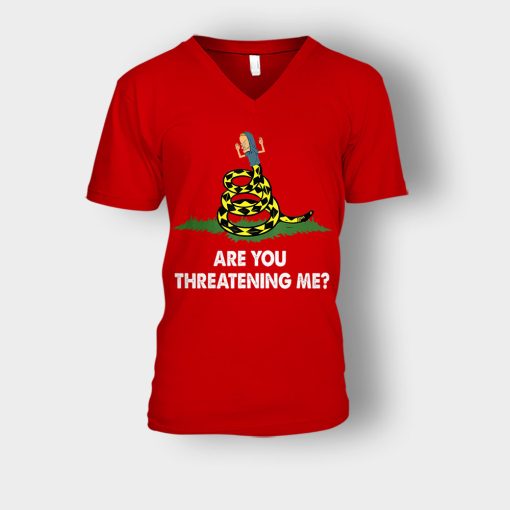 Are-you-threatening-me-Beavis-and-Butt-Head-Unisex-V-Neck-T-Shirt-Red