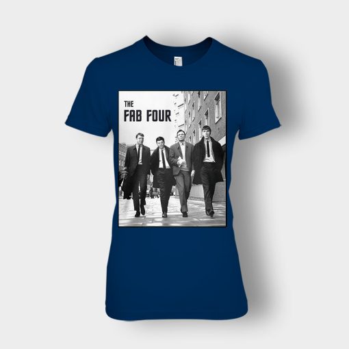 Beatles-The-Fab-Four-Ladies-T-Shirt-Navy