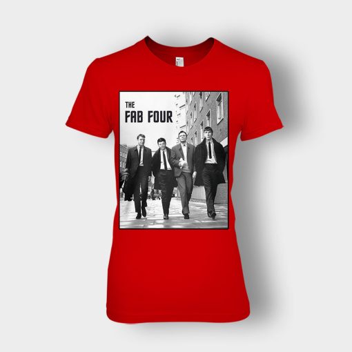 Beatles-The-Fab-Four-Ladies-T-Shirt-Red