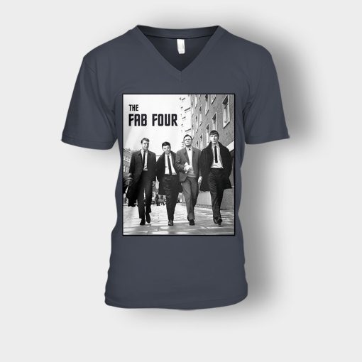 Beatles-The-Fab-Four-Unisex-V-Neck-T-Shirt-Dark-Heather