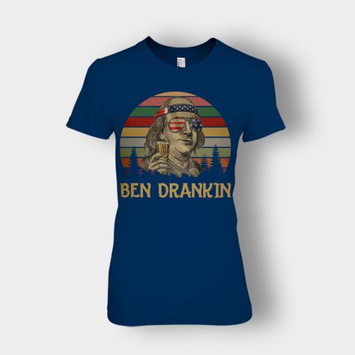 Ben-Drankin-4th-Of-July-Independence-Day-Patriot-Ladies-T-Shirt-Navy