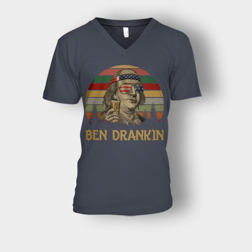 Ben-Drankin-4th-Of-July-Independence-Day-Patriot-Unisex-V-Neck-T-Shirt-Dark-Heather