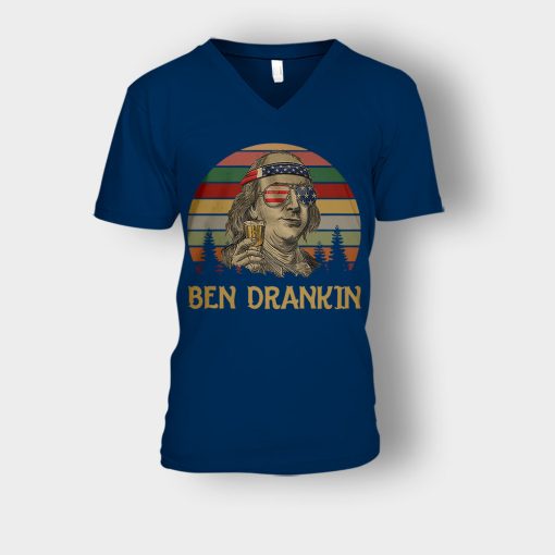 Ben-Drankin-4th-Of-July-Independence-Day-Patriot-Unisex-V-Neck-T-Shirt-Navy