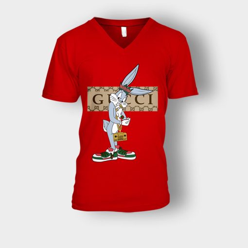 Best-Gucci-Rabbit-Unisex-V-Neck-T-Shirt-Red