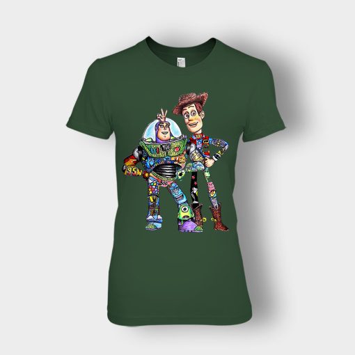 Buzz-Lightyear-And-Woody-Disney-Toy-Story-Ladies-T-Shirt-Forest