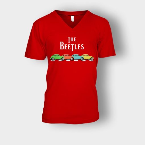Car-The-Beetles-The-Beatles-Car-Crosswalk-Unisex-V-Neck-T-Shirt-Red
