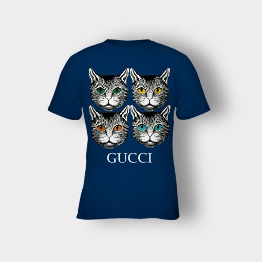 Cat-Gucci-Inspired-Kids-T-Shirt-Navy