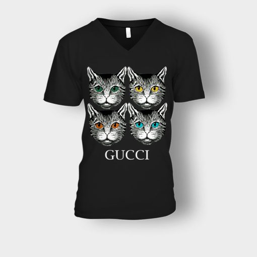 Cat-Gucci-Inspired-Unisex-V-Neck-T-Shirt-Black