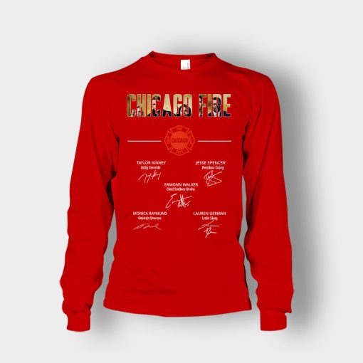 Chicago-Fire-Signatures-Unisex-Long-Sleeve-Red