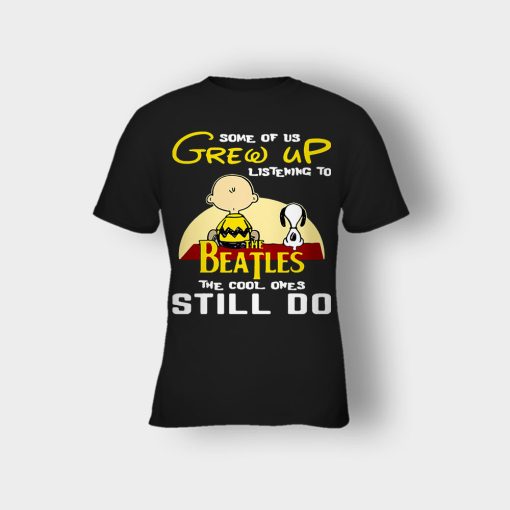 Chris-Brown-Snoopy-Grew-up-listening-to-the-beatles-the-cool-ones-Kids-T-Shirt-Black