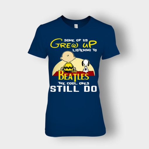 Chris-Brown-Snoopy-Grew-up-listening-to-the-beatles-the-cool-ones-Ladies-T-Shirt-Navy