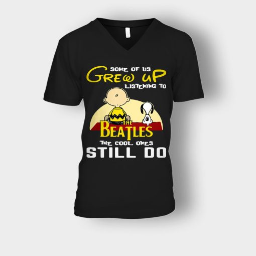 Chris-Brown-Snoopy-Grew-up-listening-to-the-beatles-the-cool-ones-Unisex-V-Neck-T-Shirt-Black