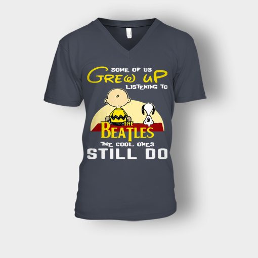 Chris-Brown-Snoopy-Grew-up-listening-to-the-beatles-the-cool-ones-Unisex-V-Neck-T-Shirt-Dark-Heather
