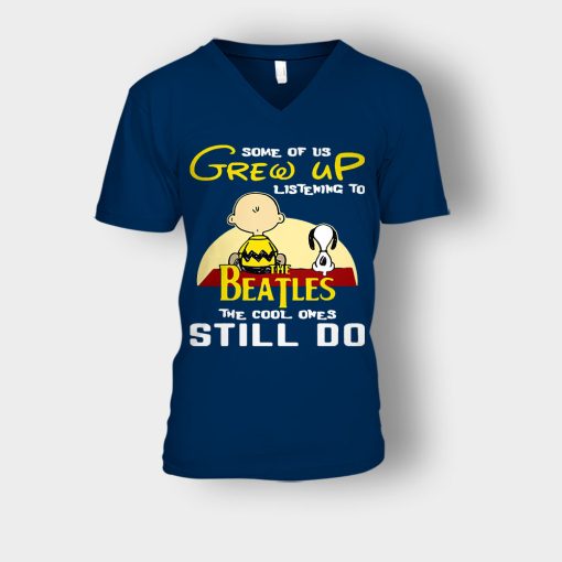 Chris-Brown-Snoopy-Grew-up-listening-to-the-beatles-the-cool-ones-Unisex-V-Neck-T-Shirt-Navy
