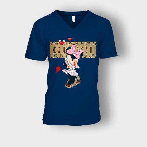 Couple-Gucci-Minnie-Unisex-V-Neck-T-Shirt-Navy