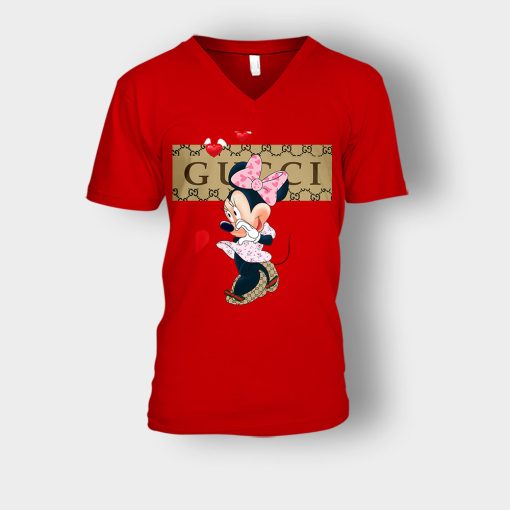 Couple-Gucci-Minnie-Unisex-V-Neck-T-Shirt-Red