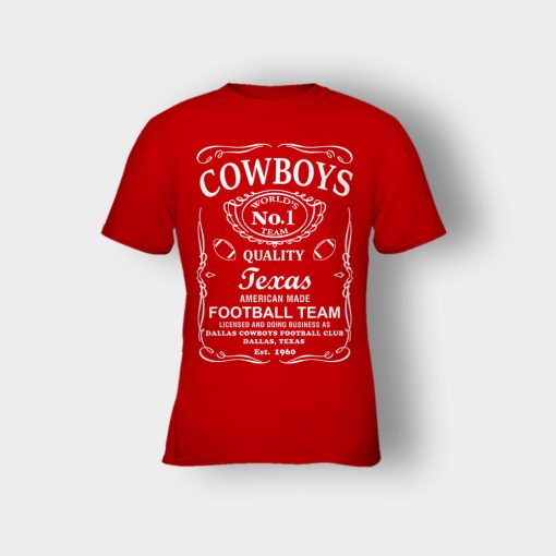 Cowboys-Dallas-Whiskey-Graphic-DAL-Cotton-JD-Whisky-1960-Kids-T-Shirt-Red
