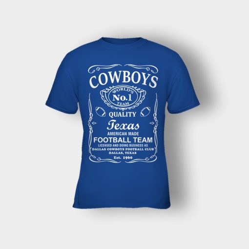 Cowboys-Dallas-Whiskey-Graphic-DAL-Cotton-JD-Whisky-1960-Kids-T-Shirt-Royal