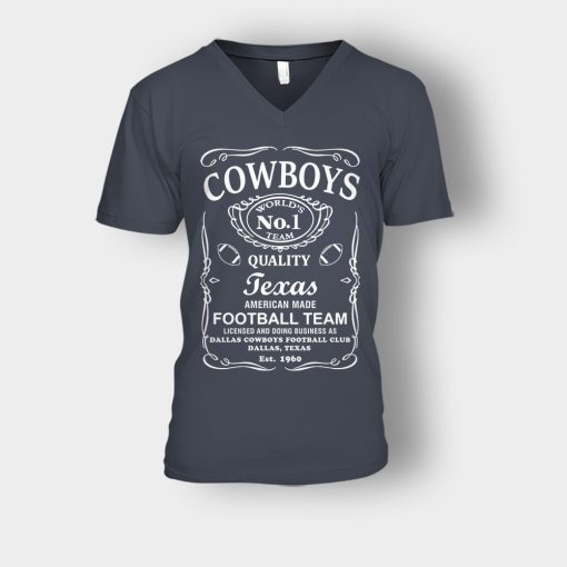 Cowboys-Dallas-Whiskey-Graphic-DAL-Cotton-JD-Whisky-1960-Unisex-V-Neck-T-Shirt-Dark-Heather