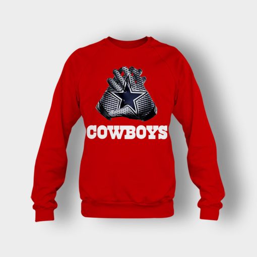 Dallas-Cowboys-NFL-Gloves-Design-Crewneck-Sweatshirt-Red