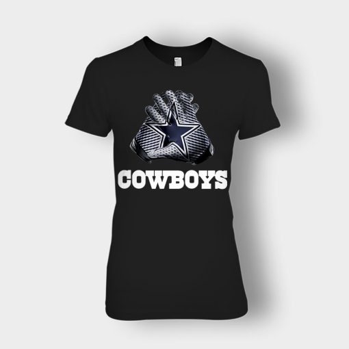 Dallas-Cowboys-NFL-Gloves-Design-Ladies-T-Shirt-Black