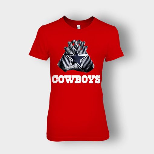 Dallas-Cowboys-NFL-Gloves-Design-Ladies-T-Shirt-Red